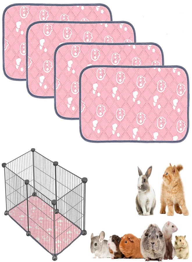 Mooydee 4 Pack Guinea Pig Bedding - Washable Guinea Pig Liners for C&C 2x1 Cage, Waterproof Reusable & Anti Slip Pee Pads Super Absorbent Mats for Small Animal Rabbit Hamster Rat (Pink, 28 x 14 Inch) - Image 1
